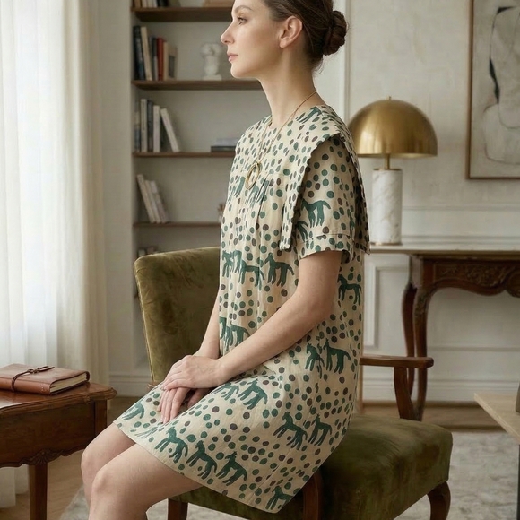 Beulah Green and Black Polka Dot Dress - Picture 7 of 7